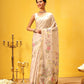 Hiral Fashion Beige Banarasi Art Silk Floral Digital Printed Saree | Swadesiicart