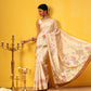 Hiral Fashion Beige Banarasi Art Silk Floral Digital Printed Saree | Swadesiicart