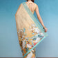 Beige Tusser Silk Digital Print Animal Print Saree with Unstitched Blouse - Hiral Fashion | Swadesiicart