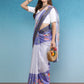 Lavender Tusser Silk Digital Print Floral Saree with Unstitched Blouse - Hiral Fashion | Swadesiicart