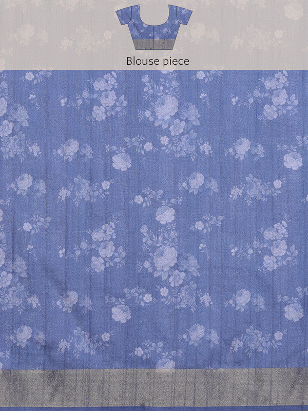 Lavender Tusser Silk Digital Print Floral Saree with Unstitched Blouse - Hiral Fashion | Swadesiicart