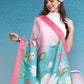 Pink Tusser Silk Digital Print Animal Print Saree with Unstitched Blouse - Hiral Fashion | Swadesiicart