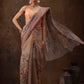 Beige Cotton Blend Digital Print Floral Saree with Unstitched Blouse - Hiral Fashion | Swadesiicart