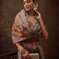 Beige Cotton Blend Digital Print Floral Saree with Unstitched Blouse - Hiral Fashion | Swadesiicart