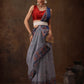 Gray Cotton Blend Digital Print Floral Saree with Unstitched Blouse - Hiral Fashion | Swadesiicart