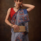 Gray Cotton Blend Digital Print Floral Saree with Unstitched Blouse - Hiral Fashion | Swadesiicart