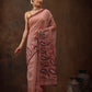 Peach Cotton Blend Digital Print Floral Saree with Unstitched Blouse - Hiral Fashion | Swadesiicart