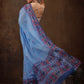 Sky Blue Cotton Blend Digital Print Floral Saree with Unstitched Blouse - Hiral Fashion | Swadesiicart