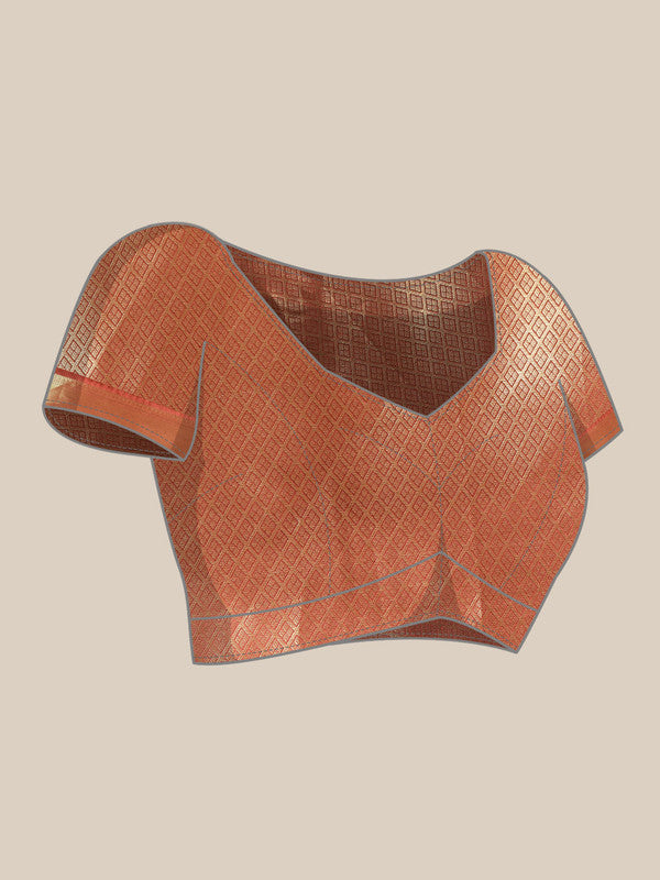 Beige Kanchipuram Silk Digital Print Abstract Saree with Unstitched Blouse - Hiral Fashion | Swadesiicart