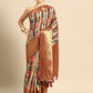 Beige Kanchipuram Silk Digital Print Abstract Saree with Unstitched Blouse - Hiral Fashion | Swadesiicart