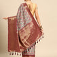 Off White Kanchipuram Silk Digital Print Paisely Saree with Unstitched Blouse - Hiral Fashion | Swadesiicart