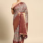 Off White Kanchipuram Silk Digital Print Paisely Saree with Unstitched Blouse - Hiral Fashion | Swadesiicart