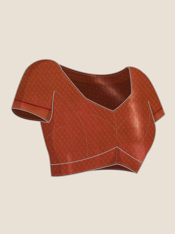 Maroon Kanchipuram Silk Digital Print Abstract Saree with Unstitched Blouse - Hiral Fashion | Swadesiicart