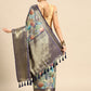 Blue Kanchipuram Silk Digital Print Floral Saree with Unstitched Blouse - Hiral Fashion | Swadesiicart