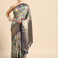 Blue Kanchipuram Silk Digital Print Floral Saree with Unstitched Blouse - Hiral Fashion | Swadesiicart