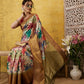 Beige Kanjeevaram Silk Digital Print Floral Saree with Unstitched Blouse - Hiral Fashion | Swadesiicart