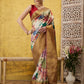 Beige Kanjeevaram Silk Digital Print Floral Saree with Unstitched Blouse - Hiral Fashion | Swadesiicart