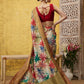Beige Kanjeevaram Silk Digital Print Floral Saree with Unstitched Blouse - Hiral Fashion | Swadesiicart