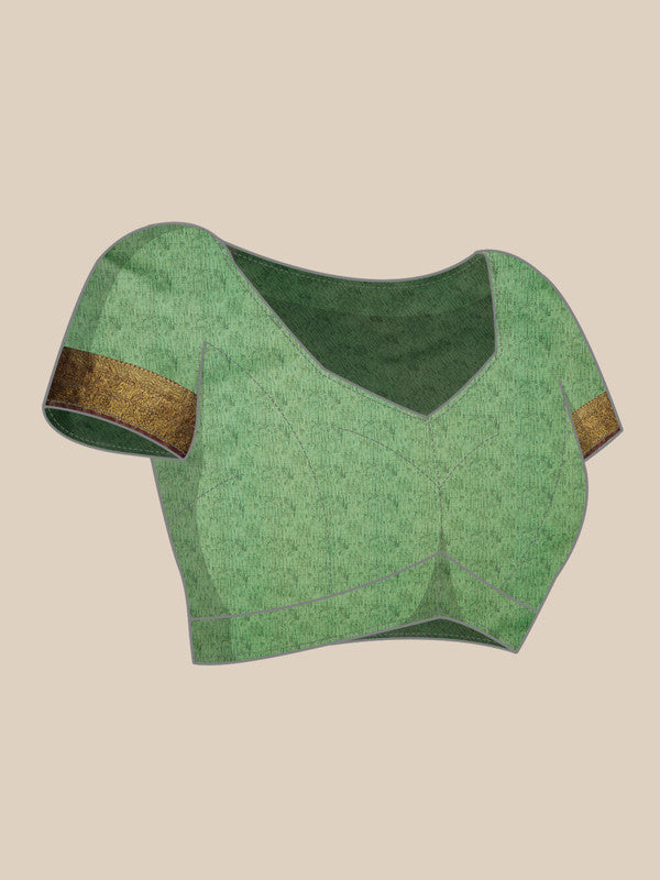 Olive Kanjeevaram Silk Digital Print Animal Print Saree with Unstitched Blouse - Hiral Fashion | Swadesiicart