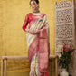 Multicolor Kanjeevaram Silk Digital Print Floral Saree with Unstitched Blouse - Hiral Fashion | Swadesiicart