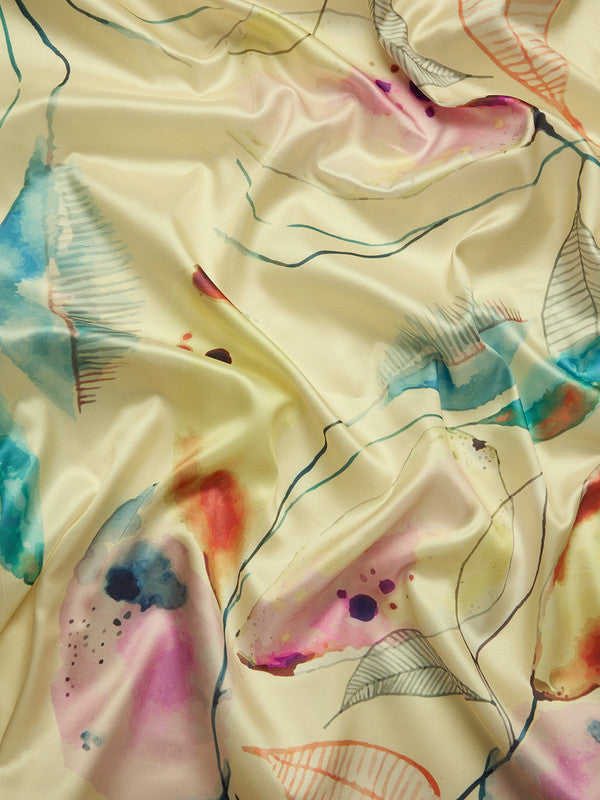 Multicolor Kanjeevaram Silk Digital Print Floral Saree with Unstitched Blouse - Hiral Fashion | Swadesiicart