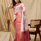 Pink Kanjeevaram Silk Digital Print Floral Saree with Unstitched Blouse - Hiral Fashion | Swadesiicart
