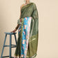 Green Kanjeevaram Silk Digital Print Geomatric Saree with Unstitched Blouse - Hiral Fashion | Swadesiicart