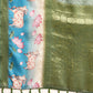 Green Kanjeevaram Silk Digital Print Geomatric Saree with Unstitched Blouse - Hiral Fashion | Swadesiicart