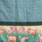 Turquoise Kanjeevaram Silk Digital Print Geomatric Saree with Unstitched Blouse - Hiral Fashion | Swadesiicart