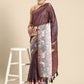 Purple Kanjeevaram Silk Digital Print Geomatric Saree with Unstitched Blouse - Hiral Fashion | Swadesiicart