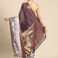 Purple Kanjeevaram Silk Digital Print Geomatric Saree with Unstitched Blouse - Hiral Fashion | Swadesiicart