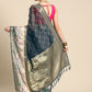 Gray Kanjeevaram Silk Digital Print Geomatric Saree with Unstitched Blouse - Hiral Fashion | Swadesiicart
