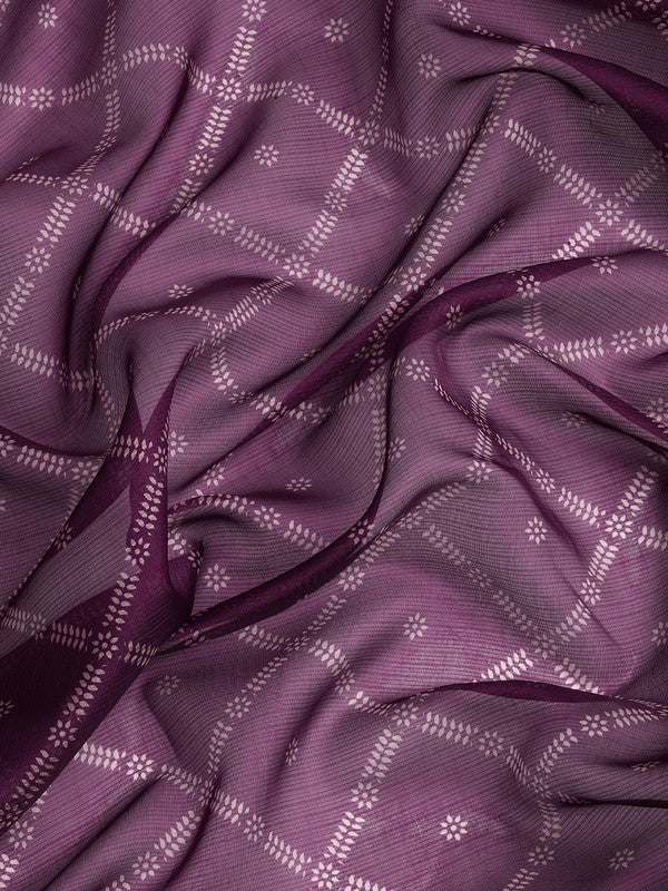 Purple Kanjeevaram Silk Digital Print Geomatric Saree with Unstitched Blouse - Hiral Fashion | Swadesiicart