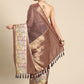 Maroon Kanjeevaram Silk Digital Print Striped Saree with Unstitched Blouse - Hiral Fashion | Swadesiicart