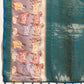 Turquoise Kanjeevaram Silk Digital Print Striped Saree with Unstitched Blouse - Hiral Fashion | Swadesiicart