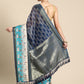Blue Kanjeevaram Silk Digital Print Geomatric Saree with Unstitched Blouse - Hiral Fashion | Swadesiicart