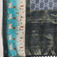 Blue Kanjeevaram Silk Digital Print Geomatric Saree with Unstitched Blouse - Hiral Fashion | Swadesiicart