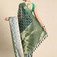 Green Kanjeevaram Silk Digital Print Geomatric Saree with Unstitched Blouse - Hiral Fashion | Swadesiicart