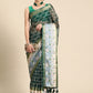 Green Kanjeevaram Silk Digital Print Geomatric Saree with Unstitched Blouse - Hiral Fashion | Swadesiicart