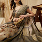 Beige Tissue Silk Digital Print Floral Saree with Unstitched Blouse - Hiral Fashion | Swadesiicart