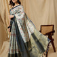 Gray Tissue Silk Digital Print Floral Saree with Unstitched Blouse - Hiral Fashion | Swadesiicart