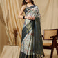 Gray Tissue Silk Digital Print Floral Saree with Unstitched Blouse - Hiral Fashion | Swadesiicart