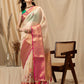Beige Munga Silk Digital Print Floral Saree with Unstitched Blouse - Hiral Fashion | Swadesiicart