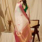 Beige Munga Silk Digital Print Floral Saree with Unstitched Blouse - Hiral Fashion | Swadesiicart