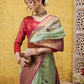 Green Munga Silk Digital Print Floral Saree with Unstitched Blouse - Hiral Fashion | Swadesiicart