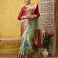 Green Munga Silk Digital Print Floral Saree with Unstitched Blouse - Hiral Fashion | Swadesiicart