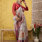Lavender Munga Silk Digital Print Floral Saree with Unstitched Blouse - Hiral Fashion | Swadesiicart