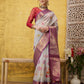Lavender Munga Silk Digital Print Floral Saree with Unstitched Blouse - Hiral Fashion | Swadesiicart