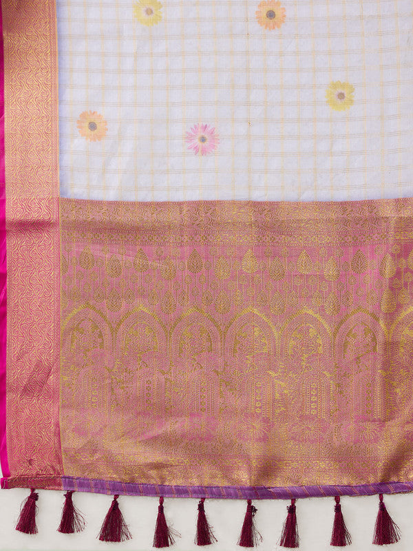 Lavender Munga Silk Digital Print Floral Saree with Unstitched Blouse - Hiral Fashion | Swadesiicart