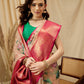 Peach Munga Silk Digital Print Floral Saree with Unstitched Blouse - Hiral Fashion | Swadesiicart